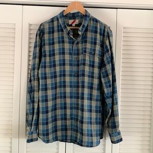 Best Made Co. Linen Cotton Shirt Men's Blue Tan Plaid Button Down Casual Size XL